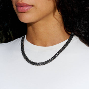 Cadena Cubana de Diamantes Negros - 8.5mm