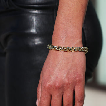 Pulsera de cadena Palm de oro amarillo - 8 mm