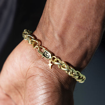 Pulsera Palm Chain de oro amarillo - 8mm