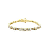 Pulsera tenis de moissanita y diamante para mujer en vermeil de oro amarillo - 3 mm