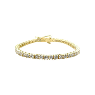 Pulsera de tenis de moissanita con diamantes para hombre en vermeil de oro amarillo - 3 mm