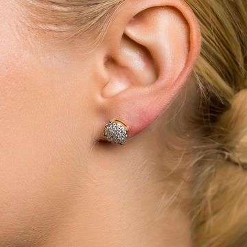Pendientes de 8 mm con pavé de oro amarillo