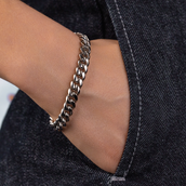Brazalete cubano Miami de oro blanco - 8 mm