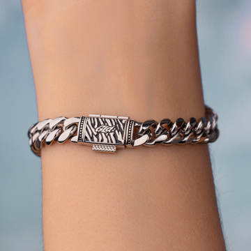 Pulsera de eslabones cubanos Miami en oro blanco - 8 mm