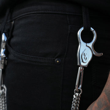 8MM Double Miami Cuban w/ 65MM Carabiner Pant Chain in White Gold