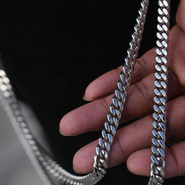 8MM Double Miami Cuban w/ 65MM Carabiner Pant Chain in White Gold