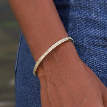 Brazalete abierto Pave - Oro amarillo
