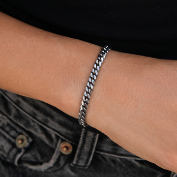 Pulsera de cadena cubana Miami en rodio negro - 6 mm