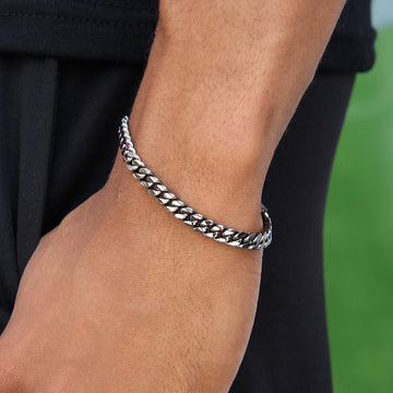 Pulsera de cadena cubana Miami en rodio negro - 6 mm