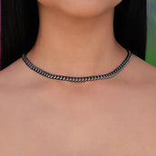 Cadena Cubana Miami en Rodio Negro - 6mm