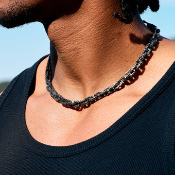 GLD X Bloody Osiris Iced Black Voronoi Link Chain in Black Silver
