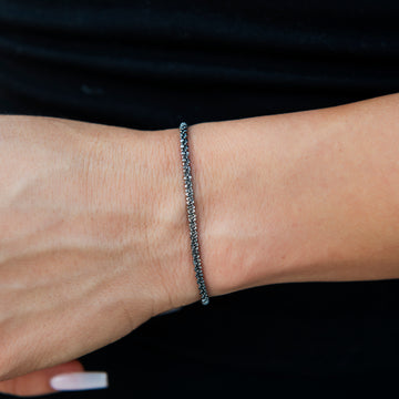 Pulsera Popcorn con corte de diamante de 2 mm en color negro