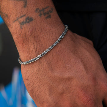 Pulsera de palomitas de maíz de 4 mm con corte de diamante en negro