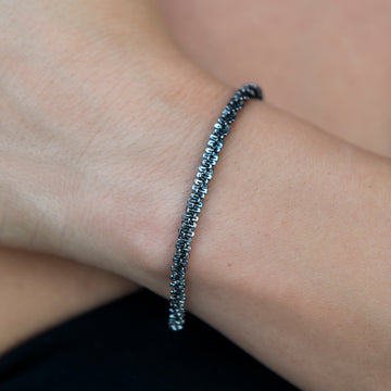 Pulsera de palomitas de maíz de 4 mm con corte de diamante en negro