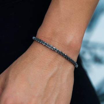 4MM Diamond Cut Popcorn Bracelet in Black