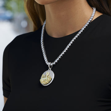 Colgante Iced Brooklyn en oro blanco