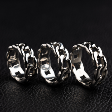 Cuban Band Ring in White Gold - 7mm