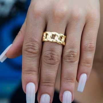 Anillo de banda cubano en oro amarillo - 9 mm