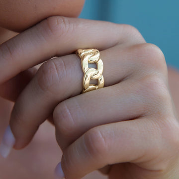 Anillo de banda cubano en oro amarillo - 9 mm