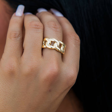 Anillo de banda cubano en oro amarillo - 9 mm