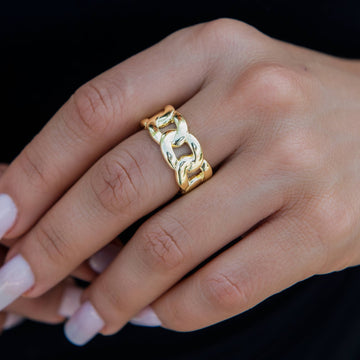 Cuban Band Ring in Yellow Gold - 9mm