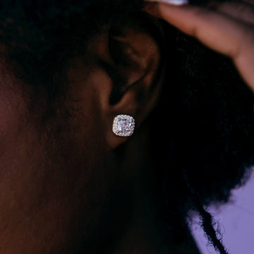 Cushion Cut Earrings in Rose Gold