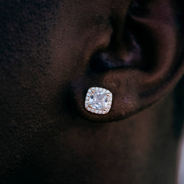 Pendientes de Corte Cojín de Oro Rosa