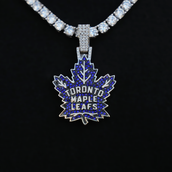 Colgante con el logo oficial de los Toronto Maple Leafs de la NHL en oro blanco