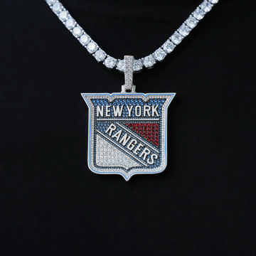 Colgante oficial del logotipo de los New York Rangers de la NHL en oro blanco