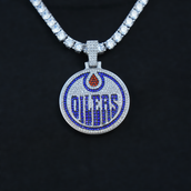 Colgante con el logotipo oficial de los Edmonton Oilers de la NHL en oro blanco
