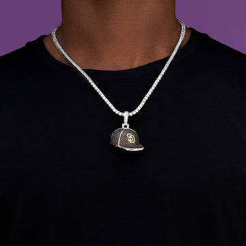 San Diego Padres Official MLB Baseball Cap Pendant in White Gold