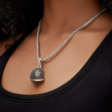 San Diego Padres Official MLB Baseball Cap Pendant in White Gold