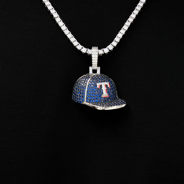 Texas Rangers Official MLB Baseball Cap Pendant in White Gold