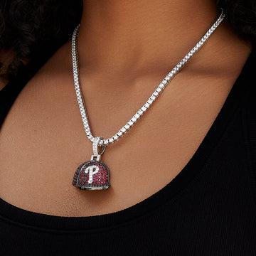 Philadelphia Phillies Official MLB Baseball Cap Pendant in White Gold