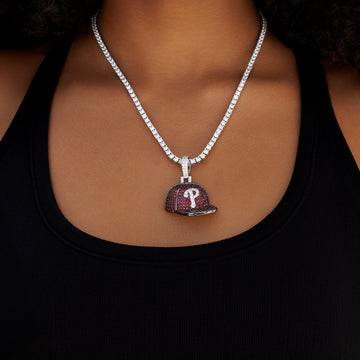 Philadelphia Phillies Official MLB Baseball Cap Pendant in White Gold