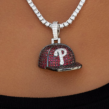 Philadelphia Phillies Official MLB Baseball Cap Pendant in White Gold