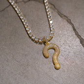 GLD x IDK New York Iced Question Mark Pendant in Yellow Gold