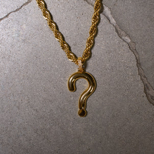 Question Mark Pendant + 6mm Rope Chain in Yellow Gold Bundle