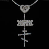 GLD X Bloody Osiris Iced Locket Rosary Chain in White Gold