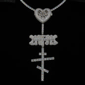 GLD X Bloody Osiris Iced Locket Rosary Chain in White Gold
