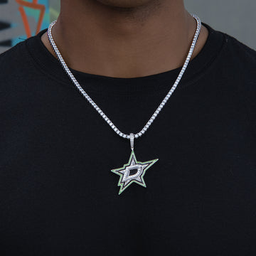 Colgante con el logotipo oficial de los Dallas Stars de la NHL en oro blanco