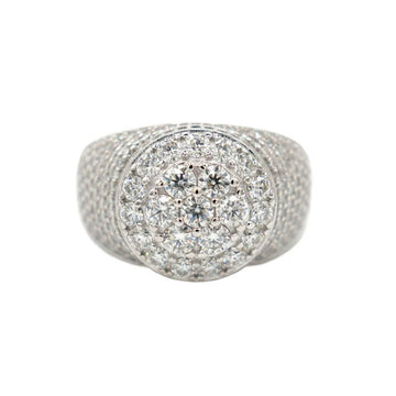 Anillo de mujer con racimo de diamantes de moissanita en vermeil de oro blanco