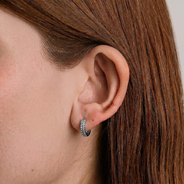 Double Row Hoop Earrings in White Gold