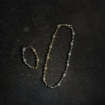 GLD X Bloody Osiris Dual Finish Ball Chain Bracelet in White and Yellow Gold