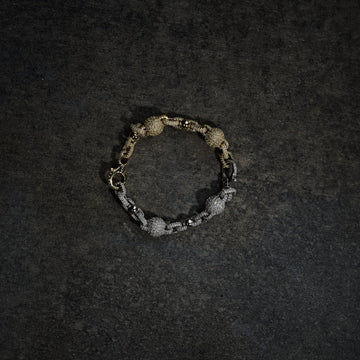 GLD X Bloody Osiris Dual Finish Ball Chain Bracelet in White and Yellow Gold