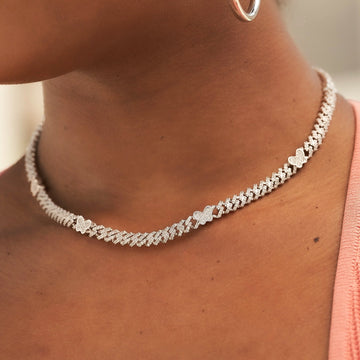 Iced Butterfly Diamond Prong Cuban Necklace- 6mm