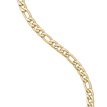 Figaro Chain in Hollow Yellow Gold - 4mm