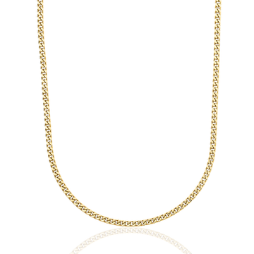 3MM Micro Cuban Necklace in Yellow Gold