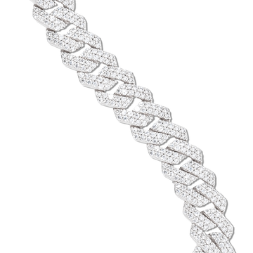 Diamond Prong Link Necklace in White Gold - 12mm