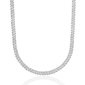 Cadena cubana con microdiamantes de 6 mm de oro blanco para jóvenes